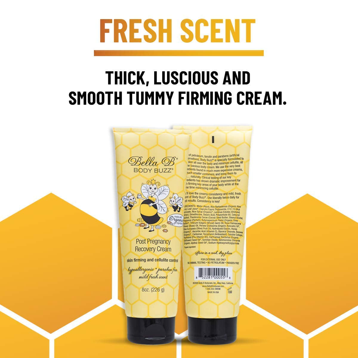 Body Buzz Cream - Cellulite Cream - Skin Firming Cream for Pregnancy - Deep Moisturizing Body Cream - Belly Butter for Pregnancy, Cellulite and Firming Cream, 8 Ounce