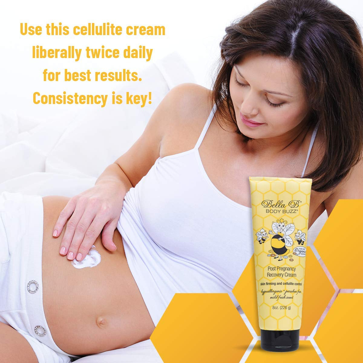 Body Buzz Cream - Cellulite Cream - Skin Firming Cream for Pregnancy - Deep Moisturizing Body Cream - Belly Butter for Pregnancy, Cellulite and Firming Cream, 8 Ounce