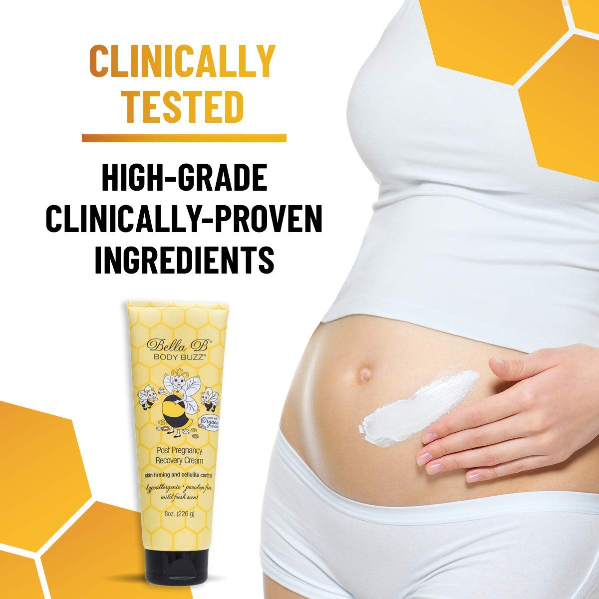 Body Buzz Cream - Cellulite Cream - Skin Firming Cream for Pregnancy - Deep Moisturizing Body Cream - Belly Butter for Pregnancy, Cellulite and Firming Cream, 8 Ounce