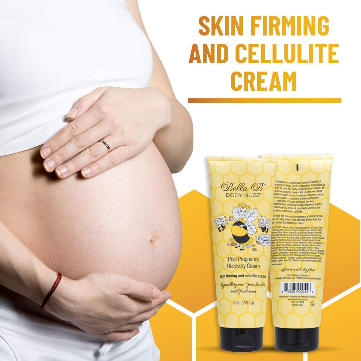 Body Buzz Cream - Cellulite Cream - Skin Firming Cream for Pregnancy - Deep Moisturizing Body Cream - Belly Butter for Pregnancy, Cellulite and Firming Cream, 8 Ounce